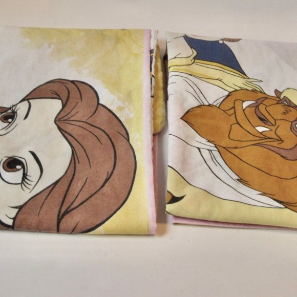 VTG Disney Beauty and the Beast 2 Standard Pillowcases Reversible Images HTF - Picture 2 of 8